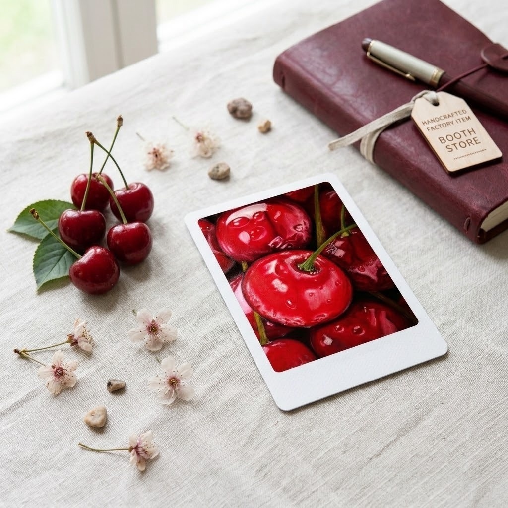 【フォト風カード】みずみずしいさくらんぼ 🍒
