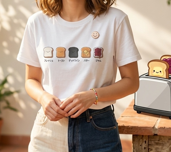 「おもしろトースト」描かれたTシャツ