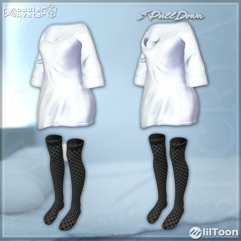 【4アバター対応】 ルーズシャツ 【ずらし/透けギミック付き♥】