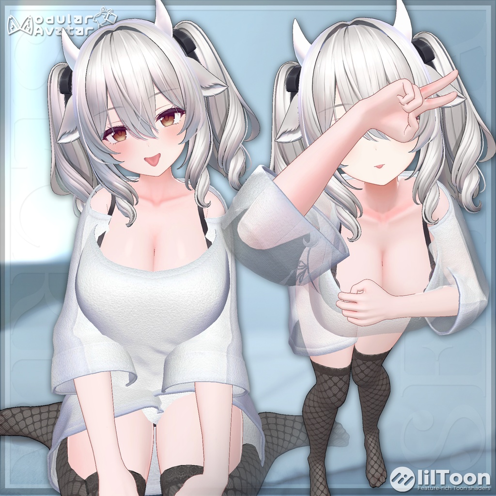 【4アバター対応】 ルーズシャツ 【ずらし/透けギミック付き♥】