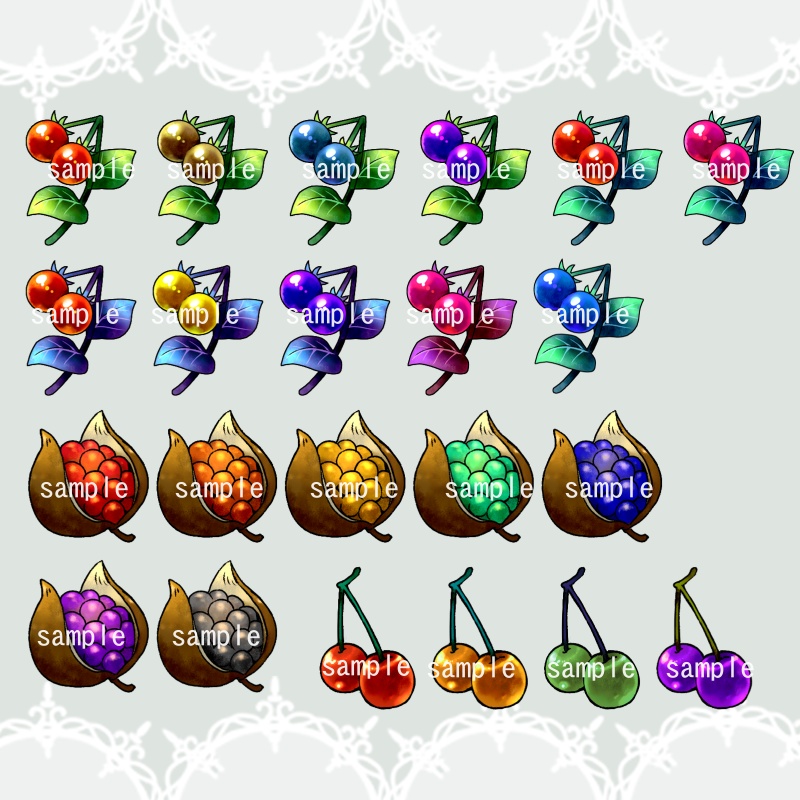 【RPGアイコン素材(花・木の実・果実)】