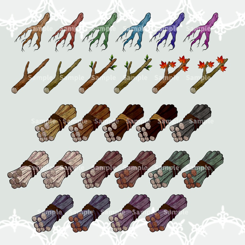 【RPGアイコン素材(木材・種・植物)】