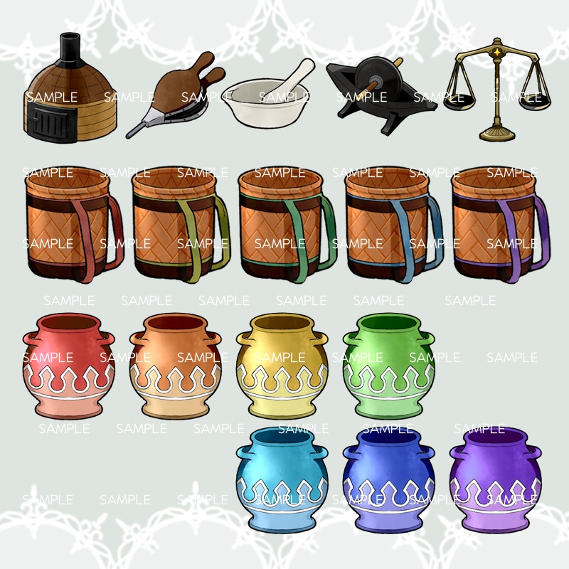 【アイコン素材(錬金術・調合器具)】