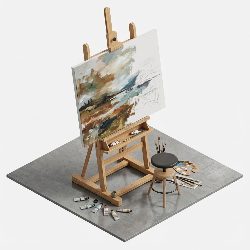 【3Dモデル】趣味のアトリエセット(イーゼル・パレット・ミシン)【VRChat/Unity/創作ワールド】