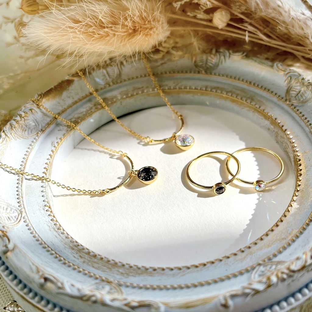 ビジューネックレス・リング【ホワイト・ブラック】(廃盤レアカラー)