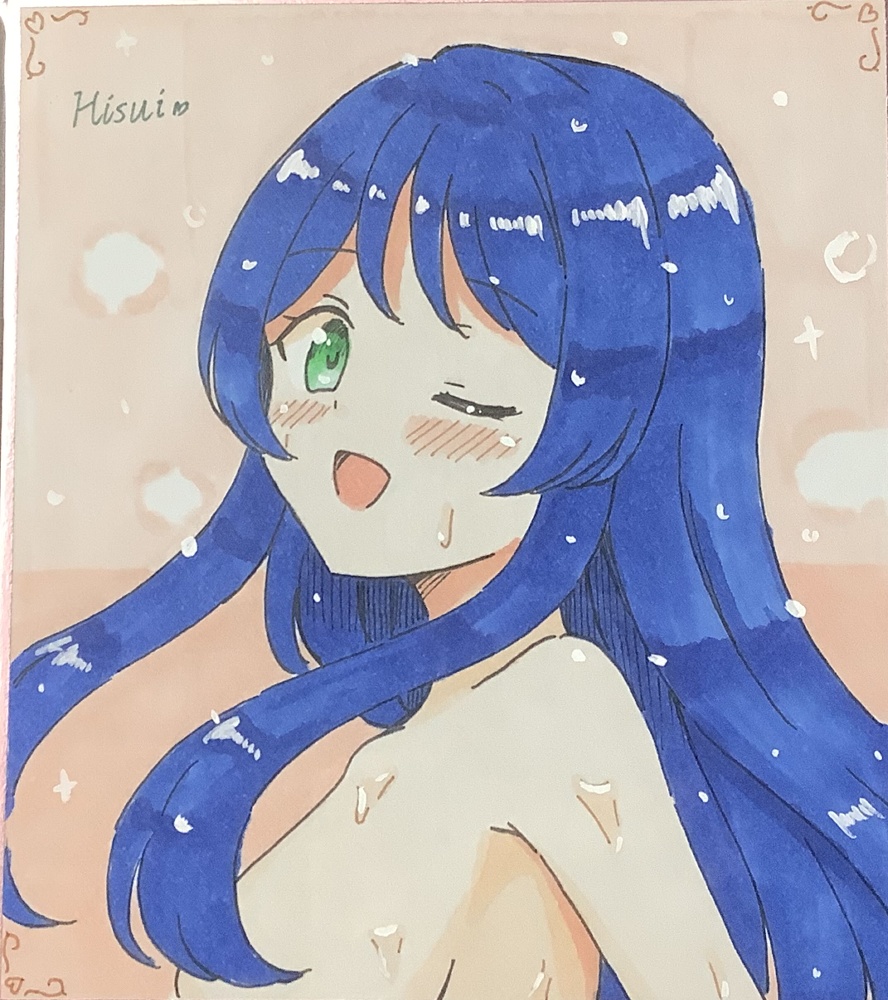 白羽まる　オリジナルイラスト色紙