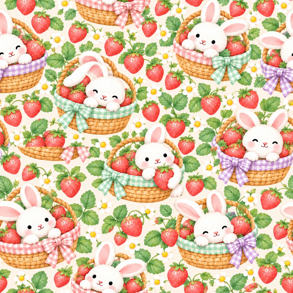 うさぎ Collection|かわいいパステル・水玉・レース・ハート・チェック柄|A4印刷用PDF付き|全シームレス・PNGデジタルペーパー12枚