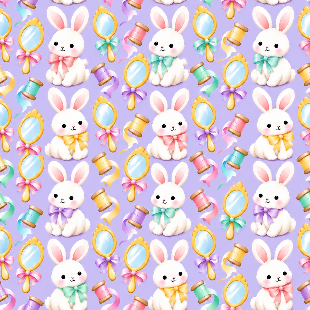 うさぎ Collection|かわいいパステル・水玉・レース・ハート・チェック柄|A4印刷用PDF付き|全シームレス・PNGデジタルペーパー12枚