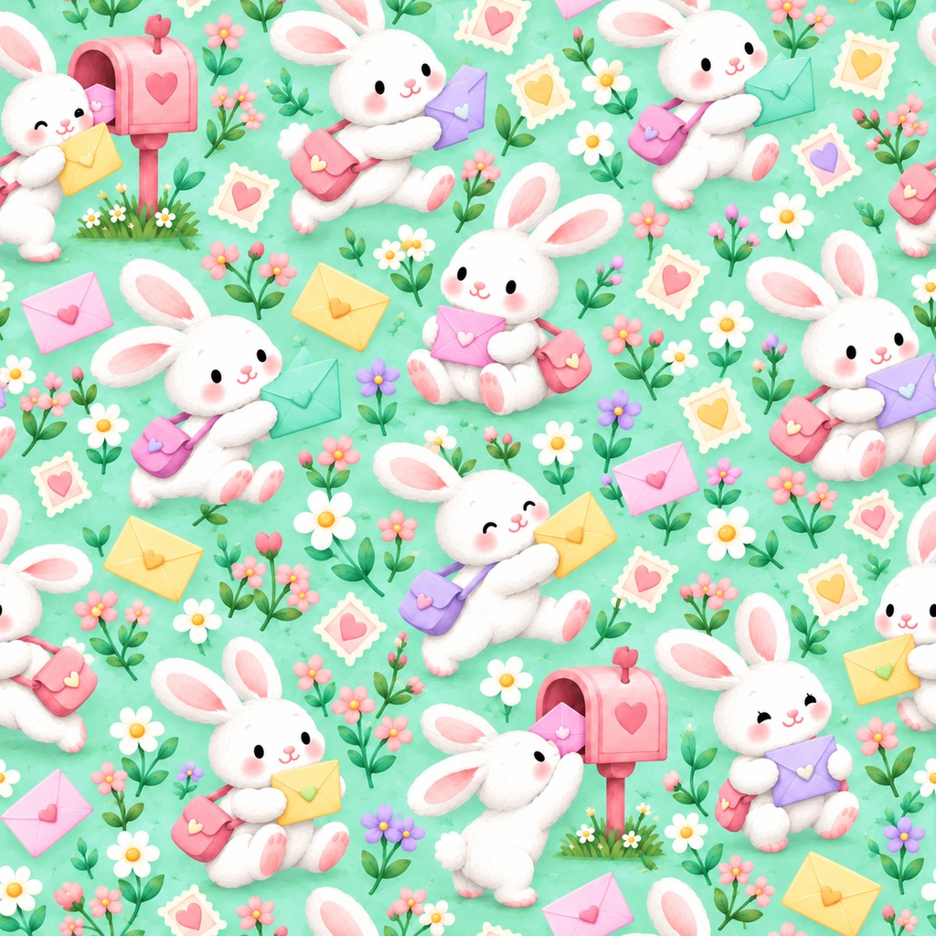 うさぎ Collection|かわいいパステル・水玉・レース・ハート・チェック柄|A4印刷用PDF付き|全シームレス・PNGデジタルペーパー12枚