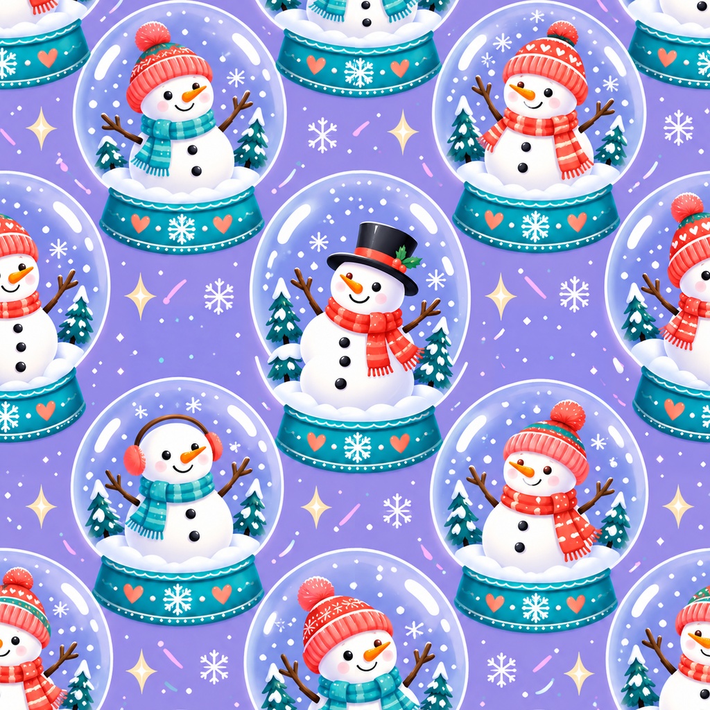 雪だるま Collection|ポップでかわいい冬のデジタルペーパー10枚||A4印刷用PDF付き全シームレス