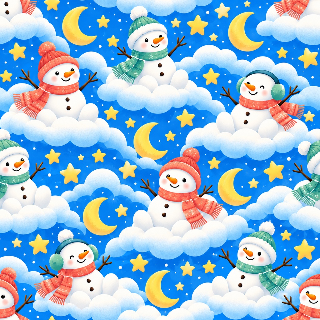 雪だるま Collection|ポップでかわいい冬のデジタルペーパー10枚||A4印刷用PDF付き全シームレス