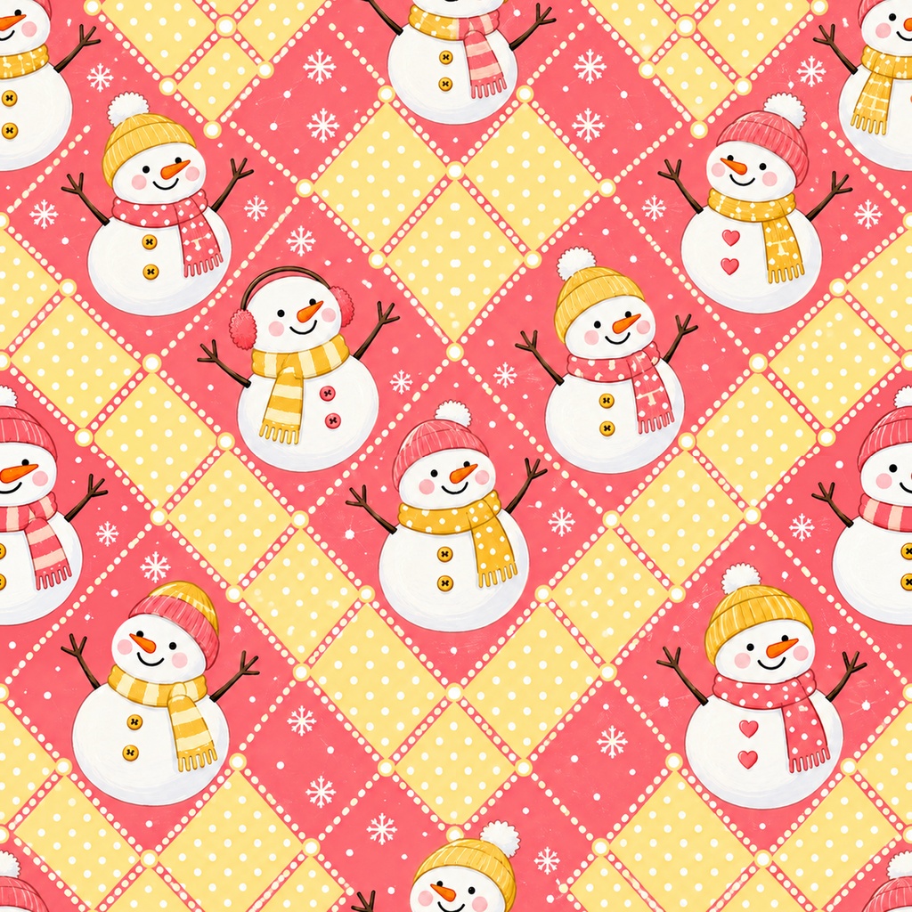 雪だるま Collection|ポップでかわいい冬のデジタルペーパー10枚||A4印刷用PDF付き全シームレス