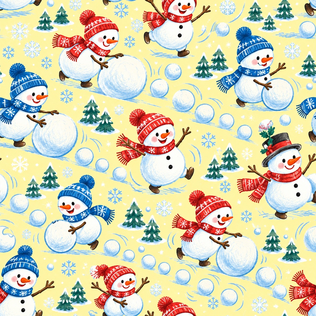 雪だるま Collection|ポップでかわいい冬のデジタルペーパー10枚||A4印刷用PDF付き全シームレス