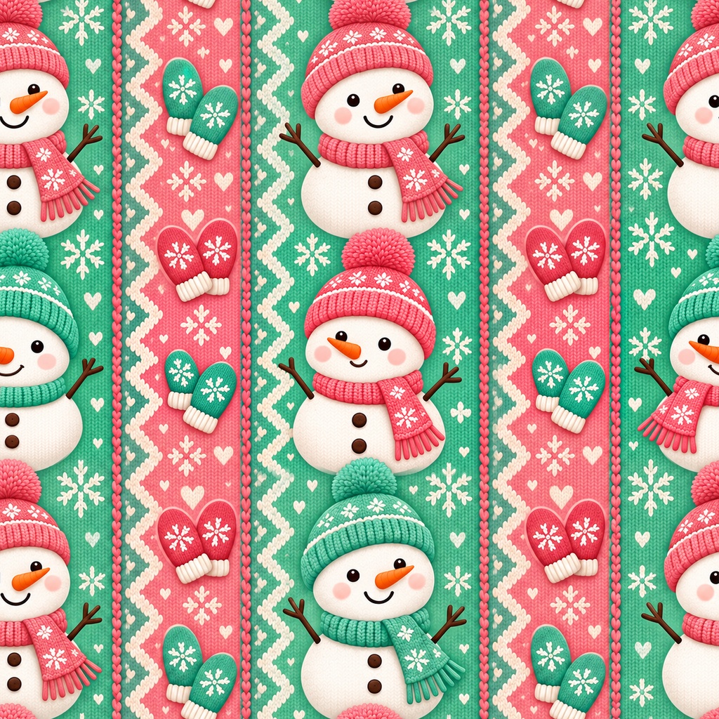 雪だるま Collection|ポップでかわいい冬のデジタルペーパー10枚||A4印刷用PDF付き全シームレス