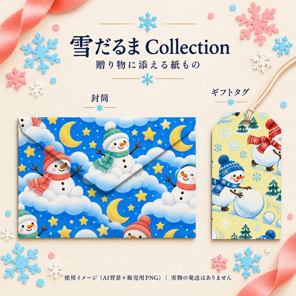 雪だるま Collection|ポップでかわいい冬のデジタルペーパー10枚||A4印刷用PDF付き全シームレス