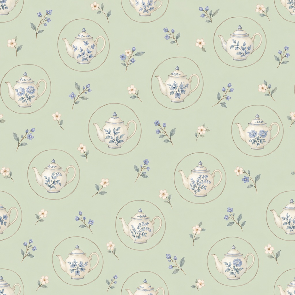 Tea Time Collection|ティーポット・カップ・スコーン・ジャム|A4印刷用PDF付き|カフェ・手帳素材・ラッピング|シームレスPNG紅茶の水彩デジタルペーパー10枚|