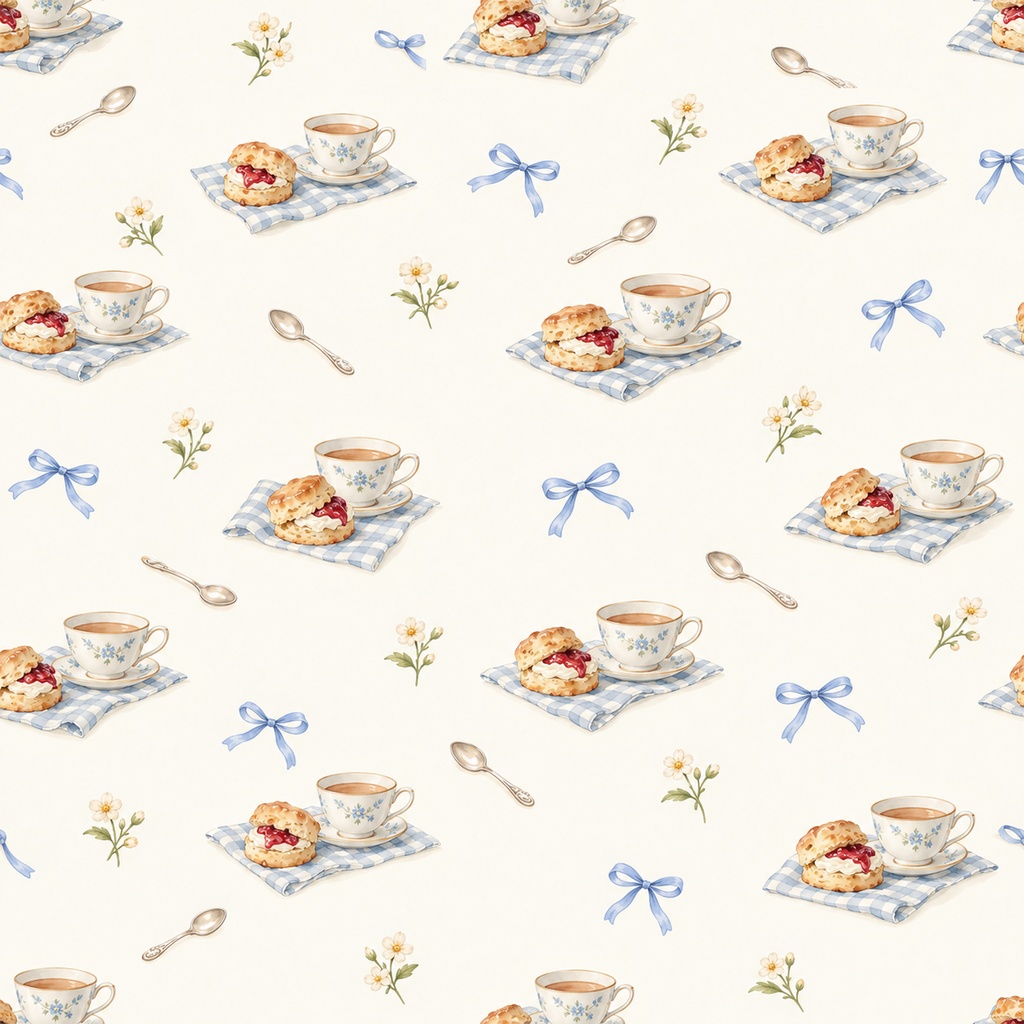 Tea Time Collection|ティーポット・カップ・スコーン・ジャム|A4印刷用PDF付き|カフェ・手帳素材・ラッピング|シームレスPNG紅茶の水彩デジタルペーパー10枚|