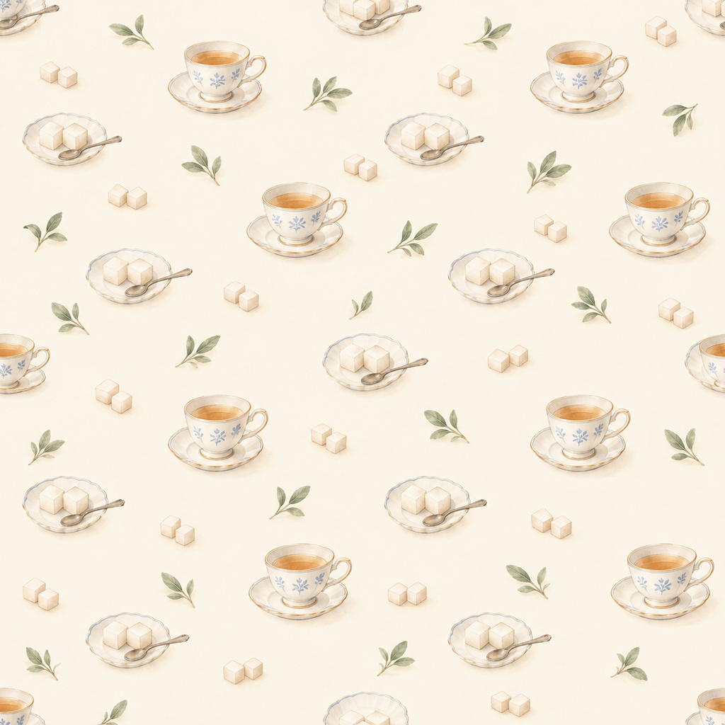 Tea Time Collection|ティーポット・カップ・スコーン・ジャム|A4印刷用PDF付き|カフェ・手帳素材・ラッピング|シームレスPNG紅茶の水彩デジタルペーパー10枚|