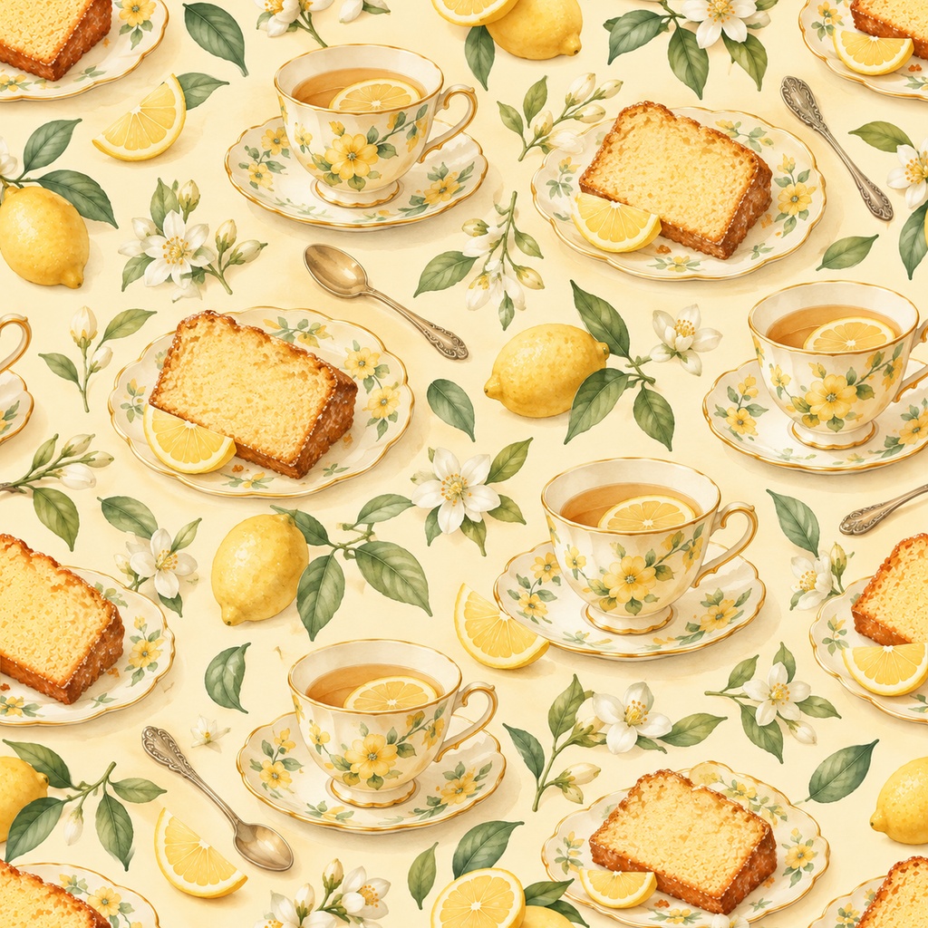 Lemon Cake Collection| レモンとパウンドケーキ|水彩デジタルペーパー10枚|スイーツ・花柄・手帳素材・ラッピング|シームレスPNG|A4印刷用PDF付き