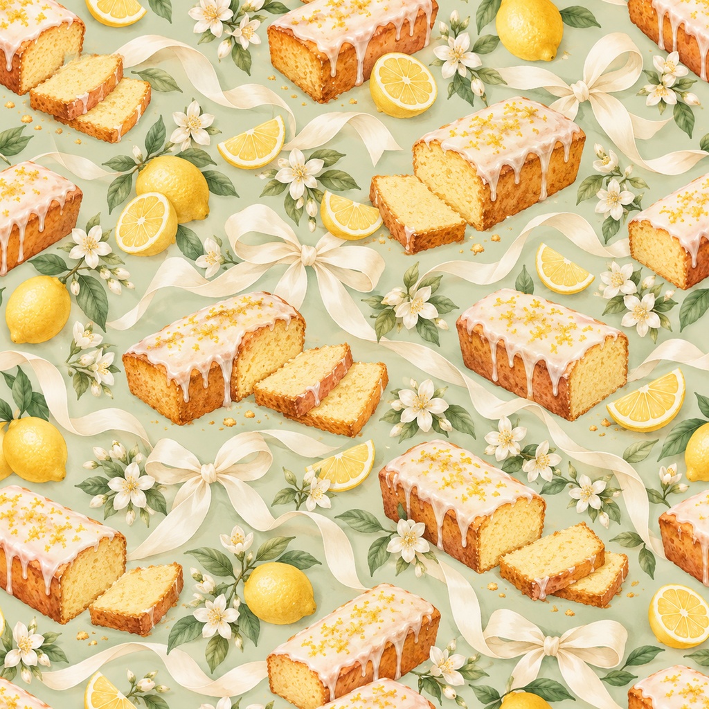 Lemon Cake Collection| レモンとパウンドケーキ|水彩デジタルペーパー10枚|スイーツ・花柄・手帳素材・ラッピング|シームレスPNG|A4印刷用PDF付き