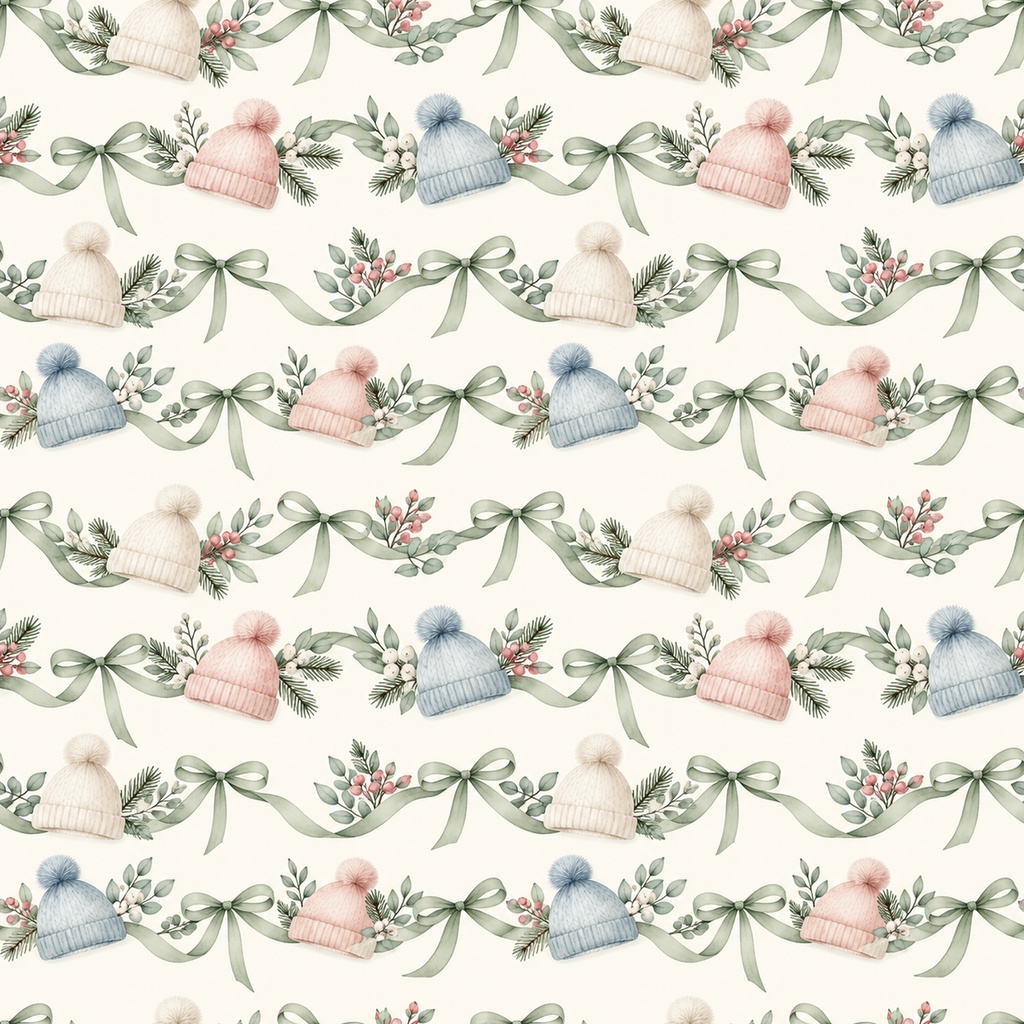 Cozy Winter Hats Collection|冬の帽子|水彩デジタルペーパー10柄|ニット帽・冬小物・手帳素材|PNG素材|A4印刷用PDF付き