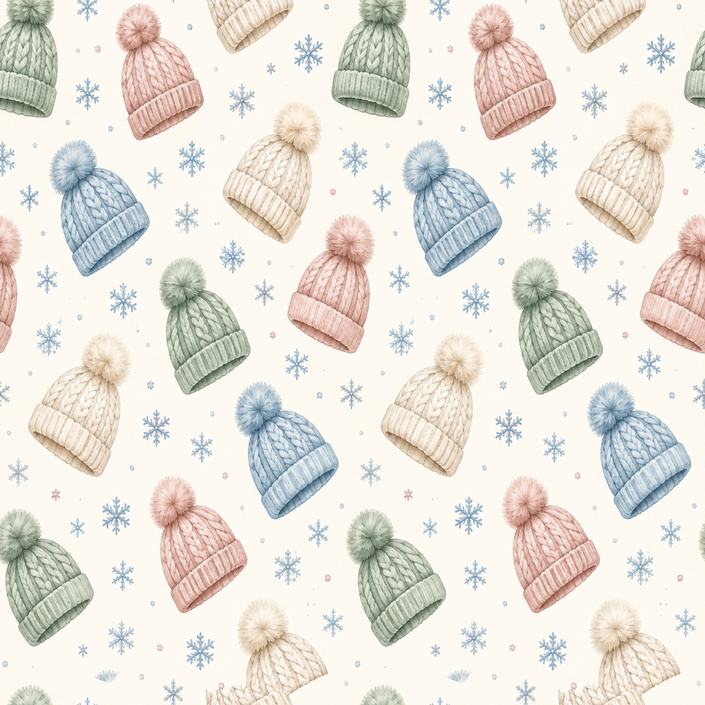 Cozy Winter Hats Collection|冬の帽子|水彩デジタルペーパー10柄|ニット帽・冬小物・手帳素材|PNG素材|A4印刷用PDF付き
