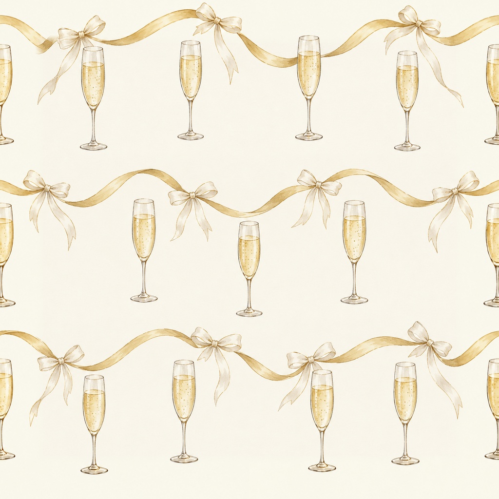 Champagne Celebration Collection|シャンパンとグラス|水彩デジタルペーパー10枚|手帳素材・ラッピング|シームレスPNG|A4印刷用PDF付き