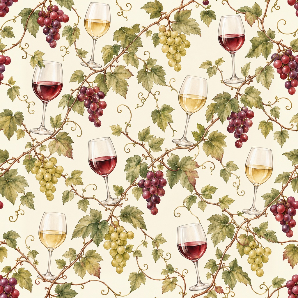 Red & White Wine Collection|赤ワインと白ワイン|水彩デジタルペーパー10枚|葡萄柄・手帳素材・ラッピング|シームレスPNG|A4印刷用PDF付き