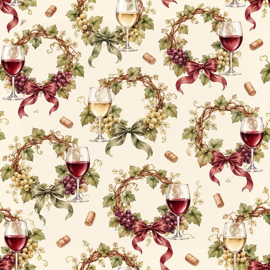 Red & White Wine Collection|赤ワインと白ワイン|水彩デジタルペーパー10枚|葡萄柄・手帳素材・ラッピング|シームレスPNG|A4印刷用PDF付き