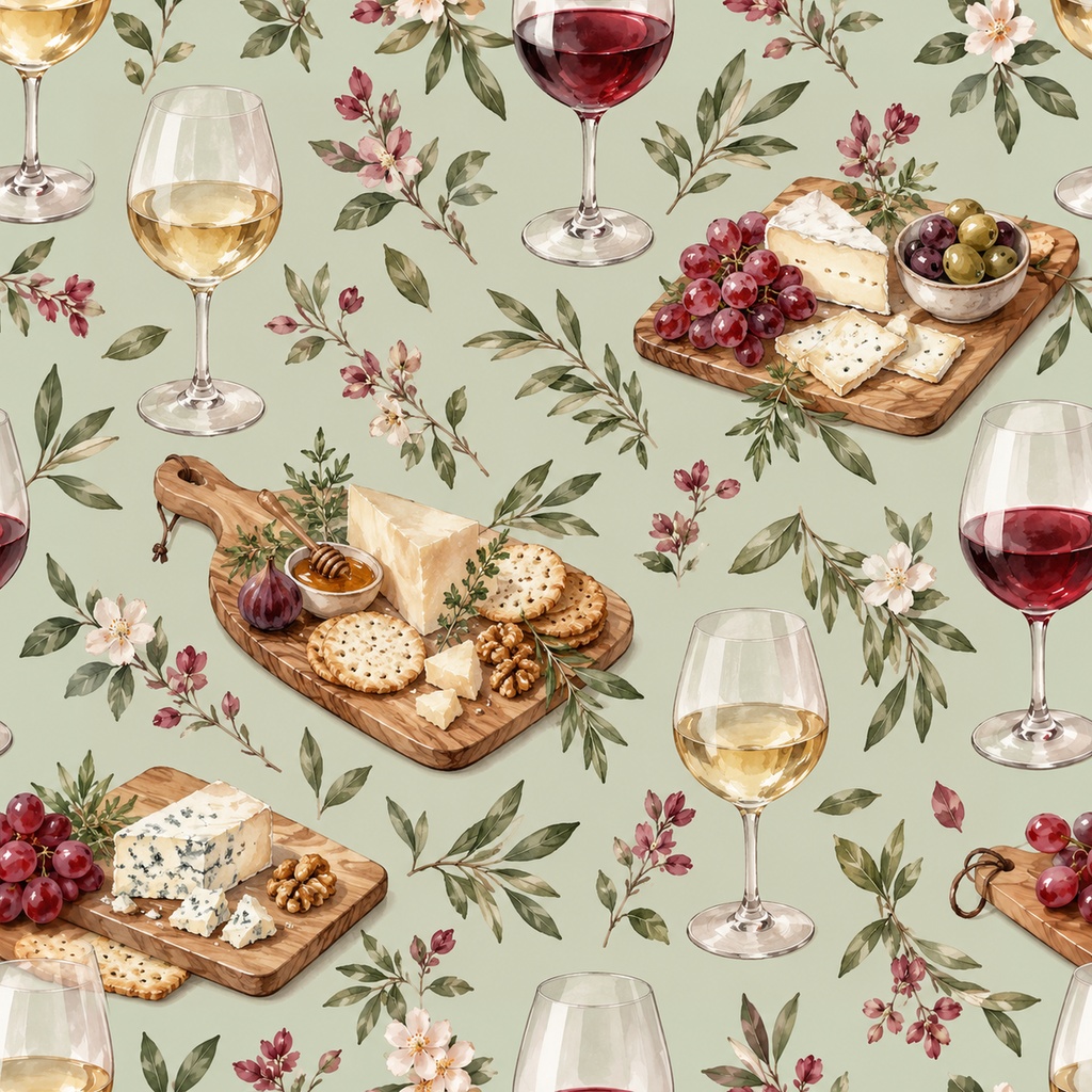 Red & White Wine Collection|赤ワインと白ワイン|水彩デジタルペーパー10枚|葡萄柄・手帳素材・ラッピング|シームレスPNG|A4印刷用PDF付き