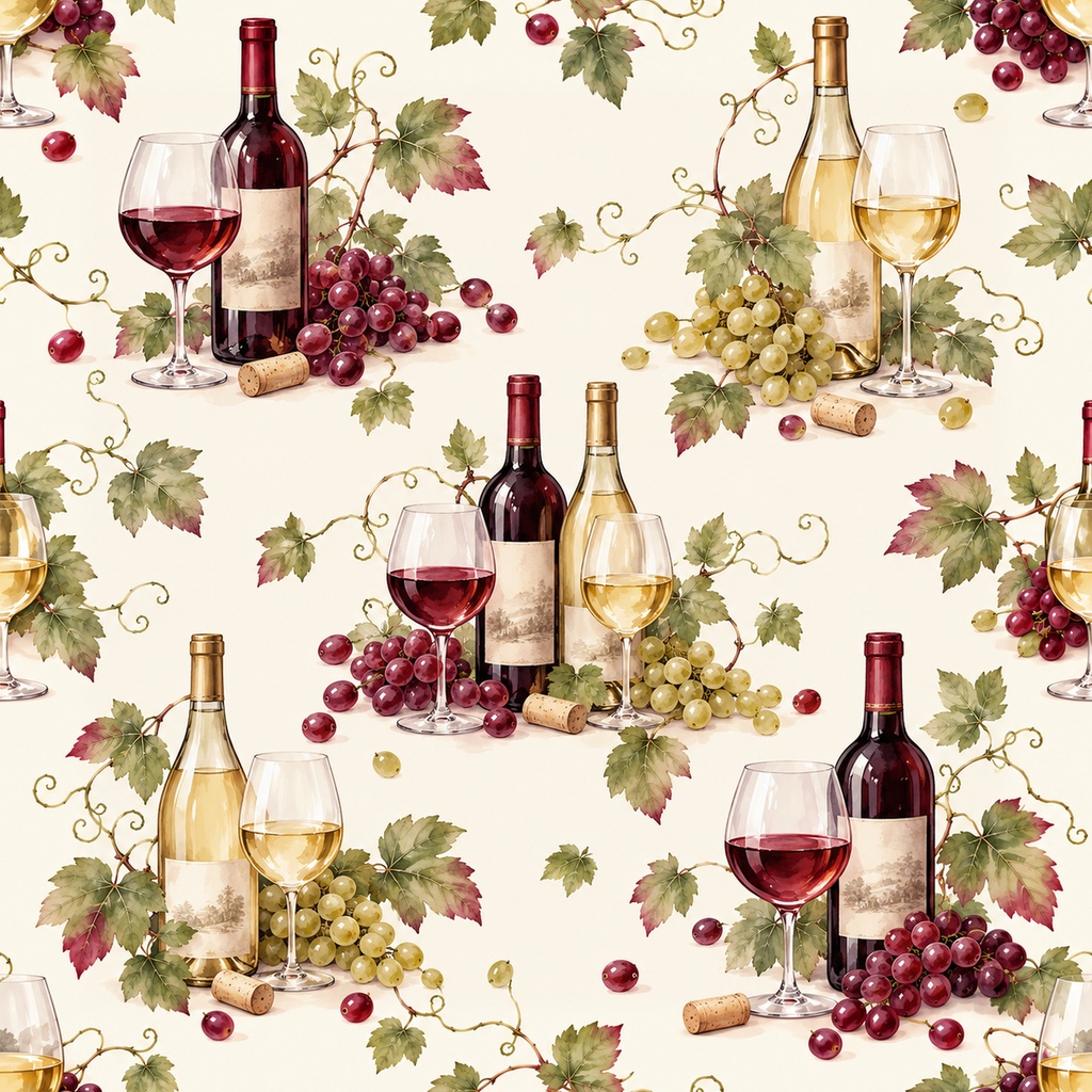 Red & White Wine Collection|赤ワインと白ワイン|水彩デジタルペーパー10枚|葡萄柄・手帳素材・ラッピング|シームレスPNG|A4印刷用PDF付き