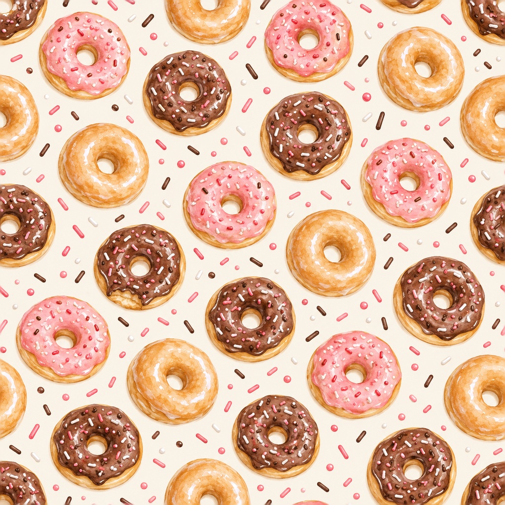 Donut Atelier Collection|ドーナツとベーカリー|水彩デジタルペーパー10柄|カフェ・スイーツ・手帳素材|PNG素材|A4印刷用PDF付き