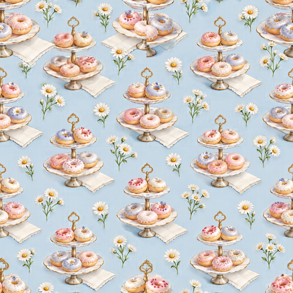 Donut Atelier Collection|ドーナツとベーカリー|水彩デジタルペーパー10柄|カフェ・スイーツ・手帳素材|PNG素材|A4印刷用PDF付き