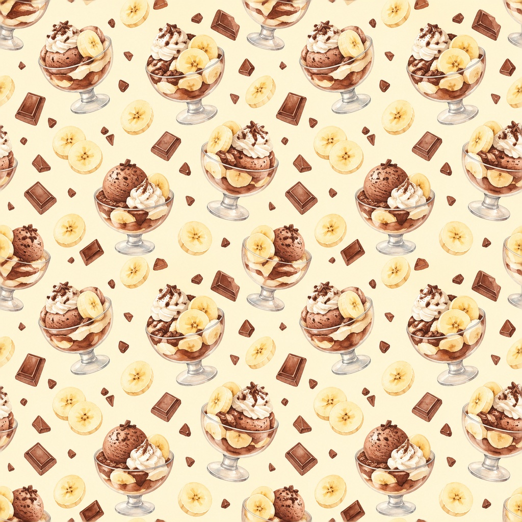 Chocolate Parfait Collection|チョコレートパフェ|水彩デジタルペーパー10柄|カフェ・スイーツ・手帳素材|PNG素材|A4印刷用PDF付き