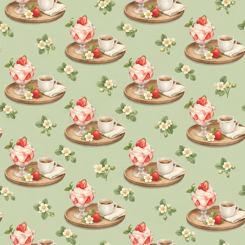 Strawberry Parfait Collection|いちごパフェ|水彩デジタルペーパー10柄|カフェ・スイーツ・手帳素材|PNG素材|A4印刷用PDF付き