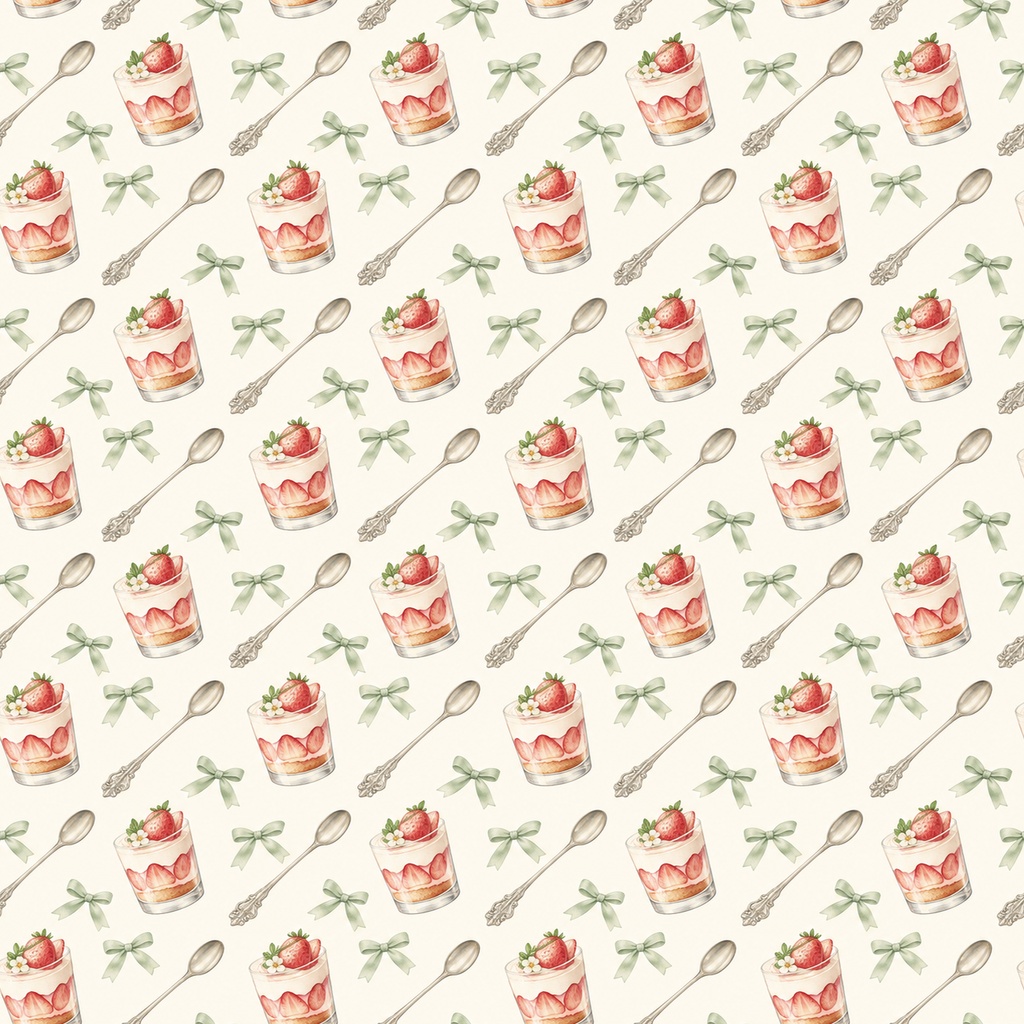 Strawberry Parfait Collection|いちごパフェ|水彩デジタルペーパー10柄|カフェ・スイーツ・手帳素材|PNG素材|A4印刷用PDF付き