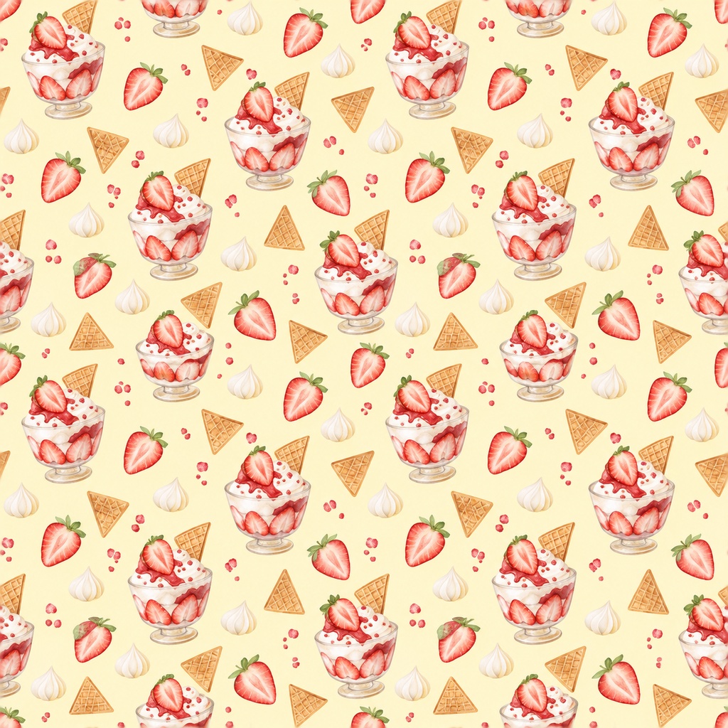 Strawberry Parfait Collection|いちごパフェ|水彩デジタルペーパー10柄|カフェ・スイーツ・手帳素材|PNG素材|A4印刷用PDF付き