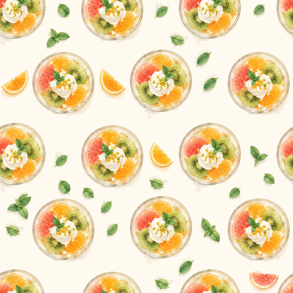 Fruit Parfait Collection|フルーツパフェ|水彩デジタルペーパー10柄|カフェ・スイーツ・手帳素材|PNG素材|A4印刷用PDF付き