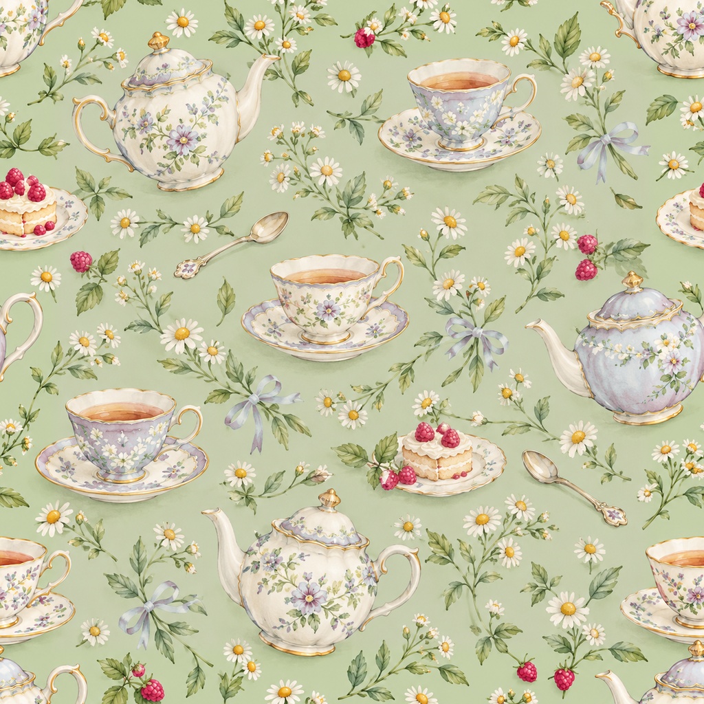 Afternoon Tea Party Collection – Lavender|淡い紫・ラベンダーのアフタヌーンティー|水彩デジタルペーパー10枚|紅茶・スイーツ・手帳素材・ラッピング|シームレスPNG|A4印刷用PDF付き