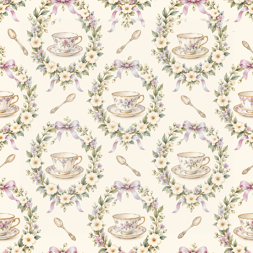 Afternoon Tea Party Collection – Lavender|淡い紫・ラベンダーのアフタヌーンティー|水彩デジタルペーパー10枚|紅茶・スイーツ・手帳素材・ラッピング|シームレスPNG|A4印刷用PDF付き