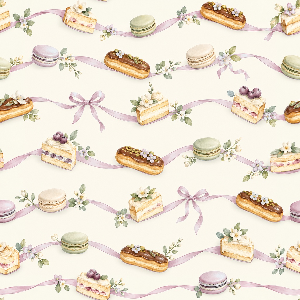 Afternoon Tea Party Collection – Lavender|淡い紫・ラベンダーのアフタヌーンティー|水彩デジタルペーパー10枚|紅茶・スイーツ・手帳素材・ラッピング|シームレスPNG|A4印刷用PDF付き