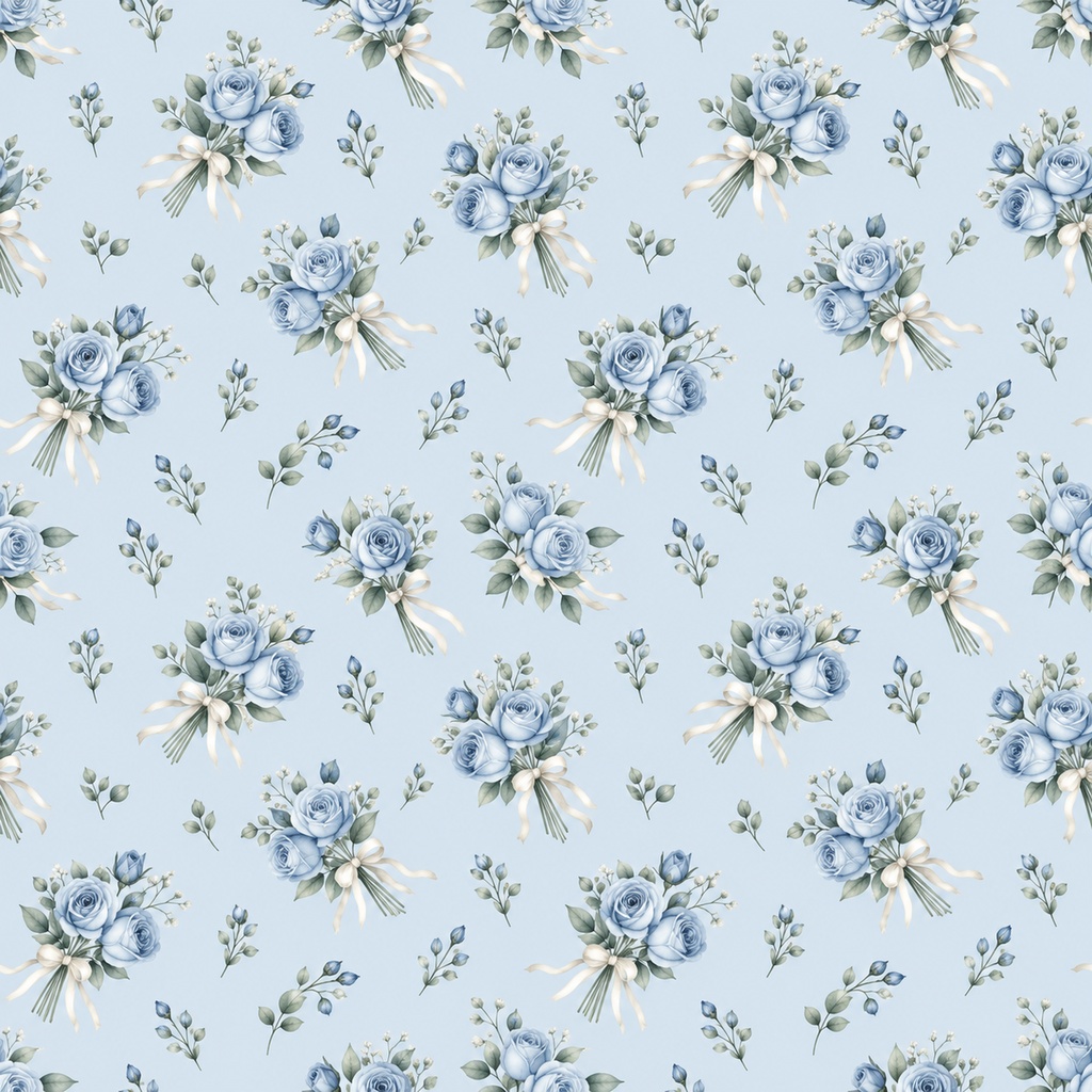 Blue Rose Collection|ブルーローズの小花・青いバラと小花柄|水彩デジタルペーパー10枚|花柄・手帳素材・ラッピング|シームレスPNG|A4印刷用PDF付き