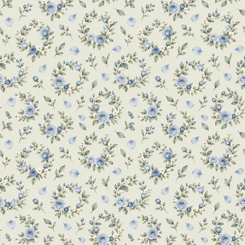 Blue Rose Collection|ブルーローズの小花・青いバラと小花柄|水彩デジタルペーパー10枚|花柄・手帳素材・ラッピング|シームレスPNG|A4印刷用PDF付き