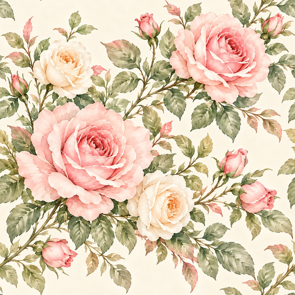 Rose Garden Collection|ローズ庭園・バラと薔薇|水彩デジタルペーパー10枚|花柄・手帳素材・ラッピング|シームレスPNG|A4印刷用PDF付き
