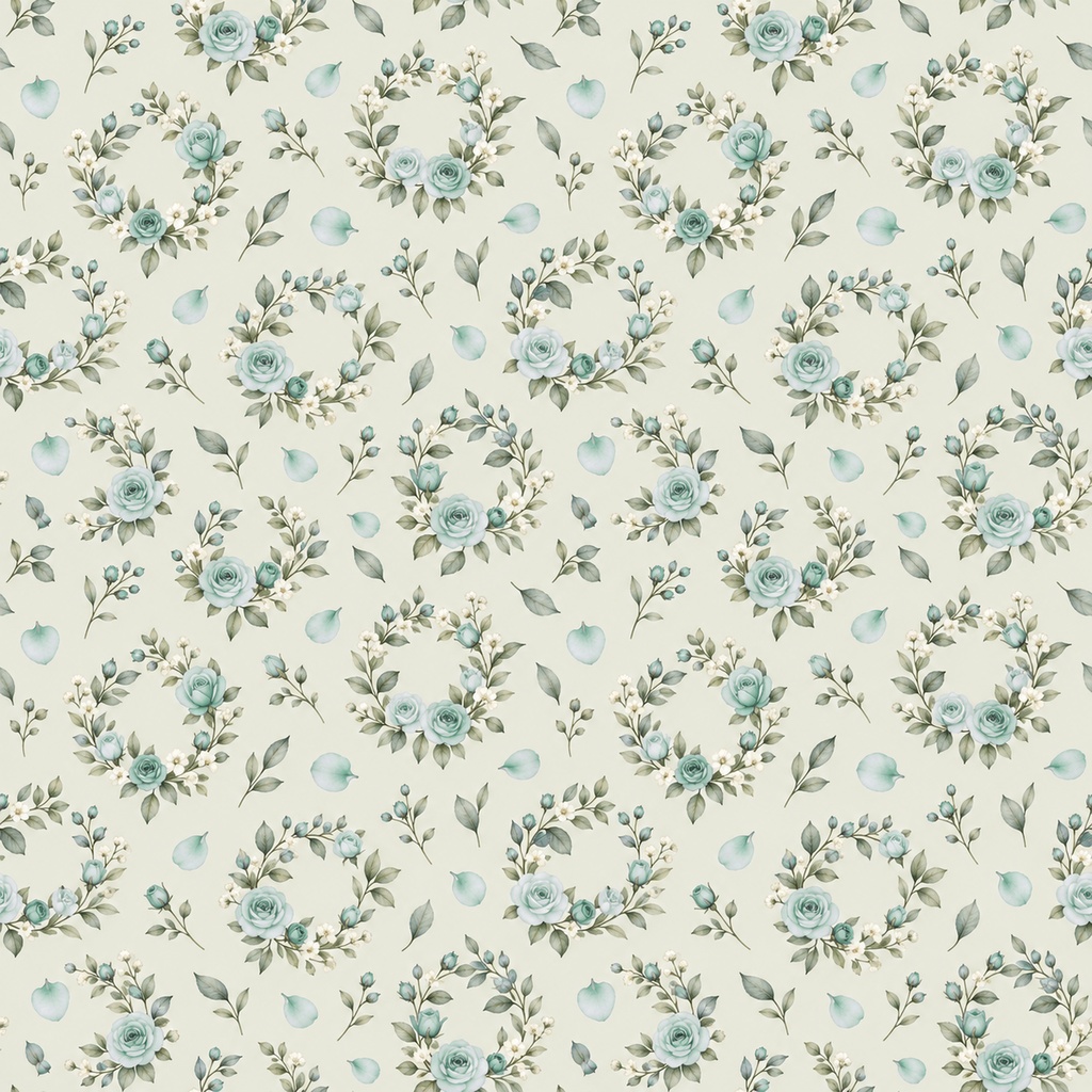 Petite Rose Collection – Mint Green|ミントグリーンのローズ小花・ミントグリーンのバラ・小花柄|水彩デジタルペーパー10枚|花柄・手帳素材・ラッピング|シームレスPNG|A4印刷用PDF付き