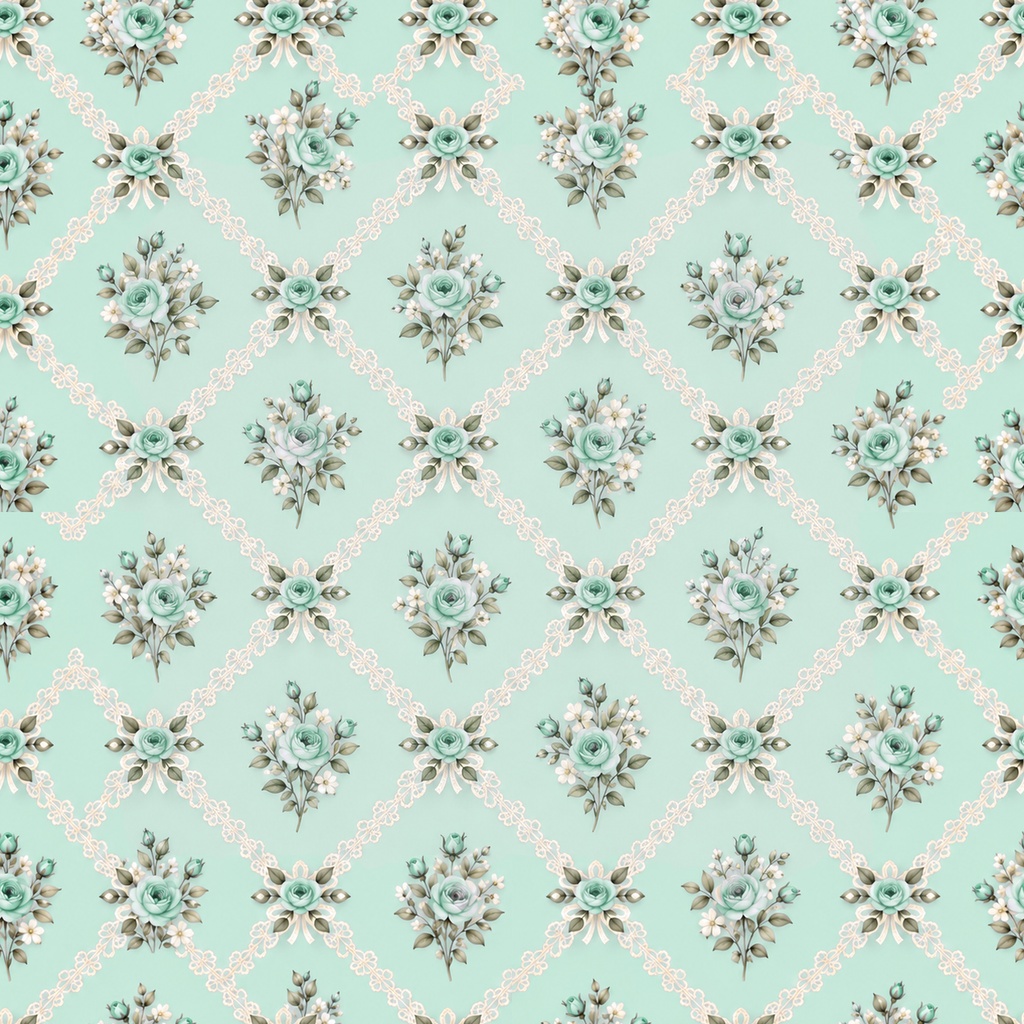 Petite Rose Collection – Mint Green|ミントグリーンのローズ小花・ミントグリーンのバラ・小花柄|水彩デジタルペーパー10枚|花柄・手帳素材・ラッピング|シームレスPNG|A4印刷用PDF付き