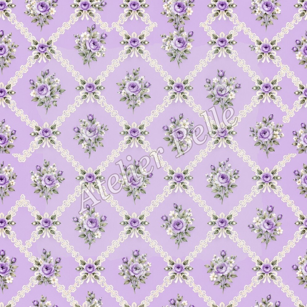 Petite Rose Collection – Purple|紫のローズ小花・紫のバラ・小花柄|水彩デジタルペーパー10枚|花柄・手帳素材・ラッピング|シームレスPNG|A4印刷用PDF付き