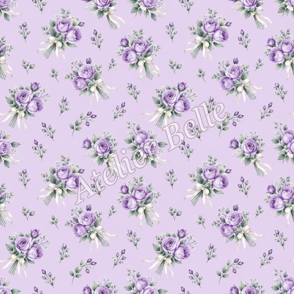 Petite Rose Collection – Purple|紫のローズ小花・紫のバラ・小花柄|水彩デジタルペーパー10枚|花柄・手帳素材・ラッピング|シームレスPNG|A4印刷用PDF付き