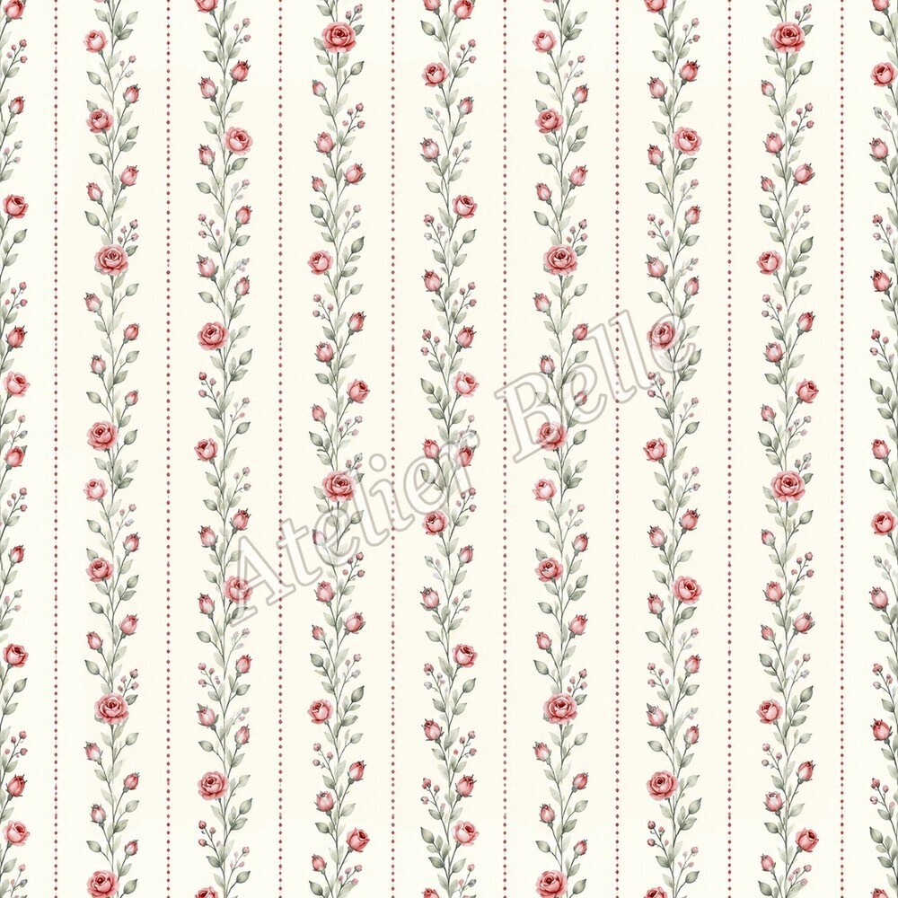 Petite Rose Collection – Red|赤のローズ小花・赤のバラ・小花柄|水彩デジタルペーパー10枚|花柄・手帳素材・ラッピング|シームレスPNG|A4印刷用PDF付き