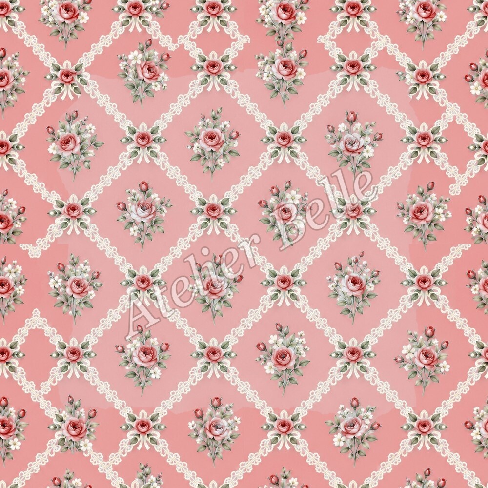 Petite Rose Collection – Red|赤のローズ小花・赤のバラ・小花柄|水彩デジタルペーパー10枚|花柄・手帳素材・ラッピング|シームレスPNG|A4印刷用PDF付き